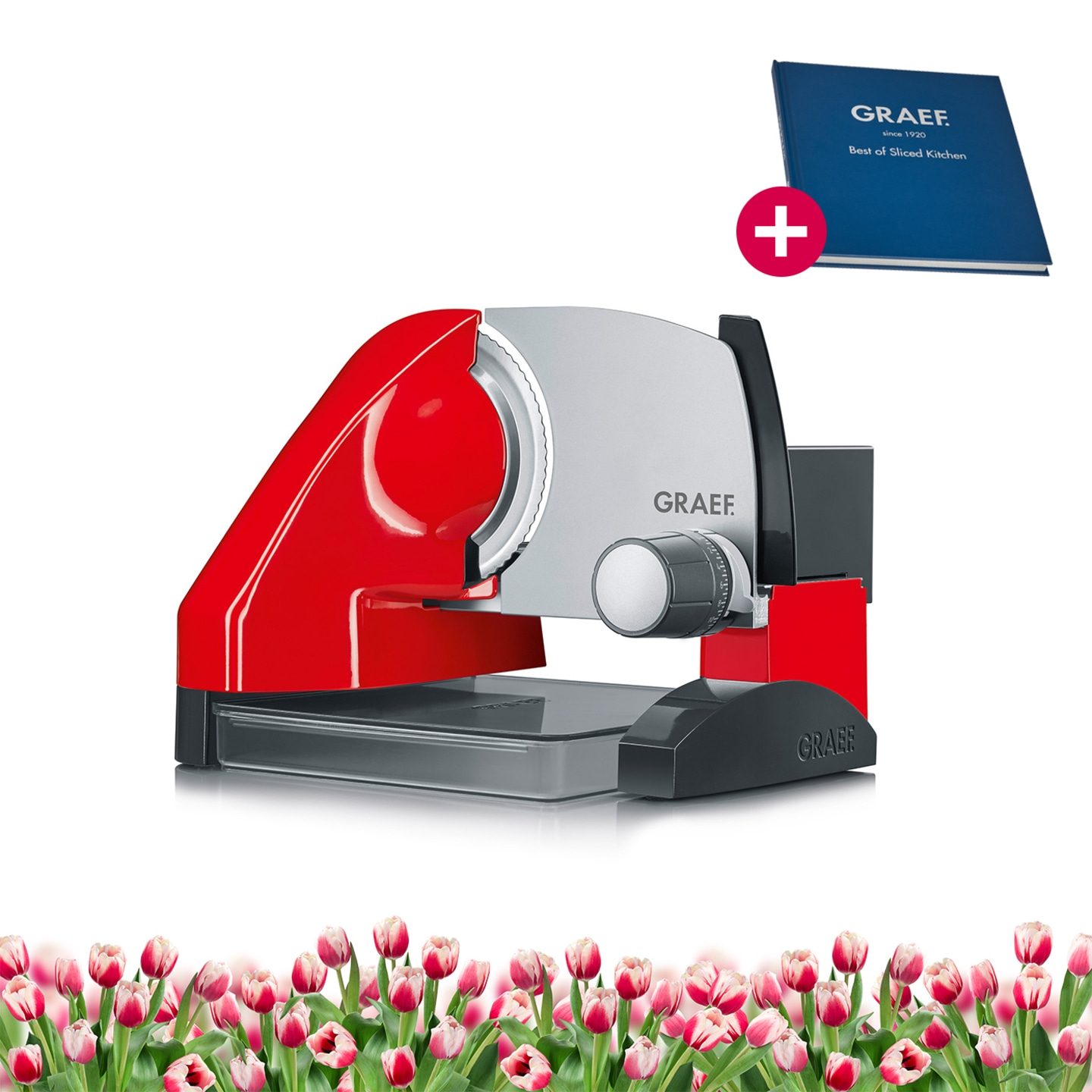 Affettatrice SKS 500, rosso con Accessorio-Combi PRO e box di conservazione inclusi