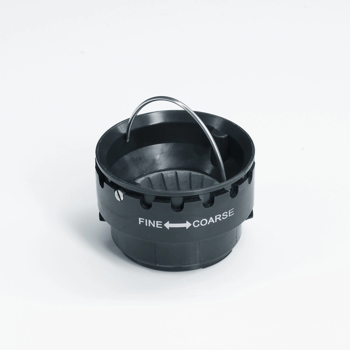 Schwarzer Kaffeefilter mit feiner und grober Einstellung