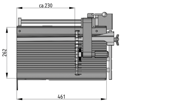 Technische Zeichnung mit Maßen ca. 230, 262 und 461