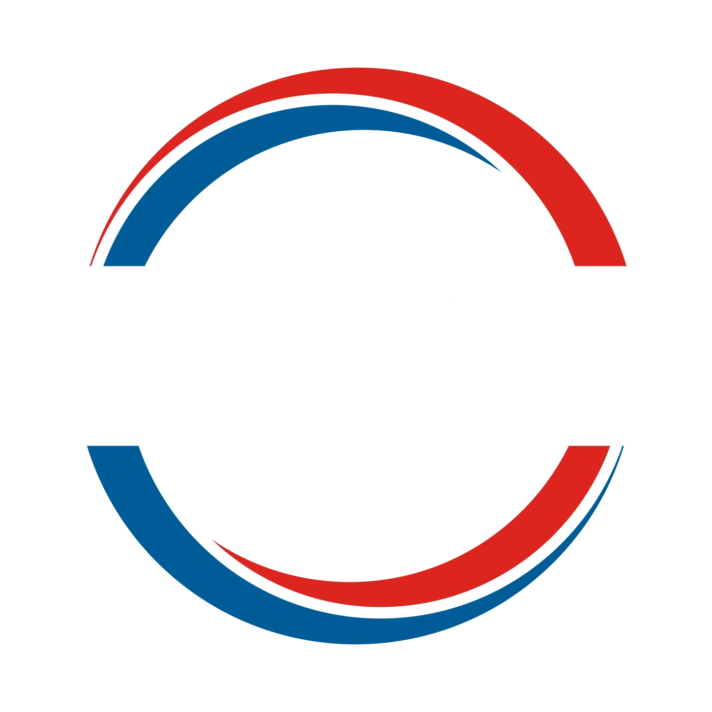 LED-Sicherheitskontrolle, blau und rot, auf grünem Hintergrund, Logo
