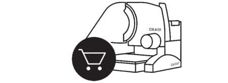 Graef-Allesschneider mit Einkaufswagen-Symbol, um Produkte zu kaufen.